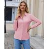 image:imagesiliteelon Button Down Shirts for Women Slim Fit Stretch Long Sleeve Dress Shirt Wrinkle Resistant Office Blouse WorkPink