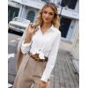 image:imagesiliteelon Button Down Shirts for Women Slim Fit Stretch Long Sleeve Dress Shirt Wrinkle Resistant Office Blouse WorkWhite