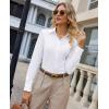 image:imagesiliteelon Button Down Shirts for Women Slim Fit Stretch Long Sleeve Dress Shirt Wrinkle Resistant Office Blouse WorkWhite