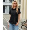 image:imagesiliteelon Button Down Shirts for Women Stain Shield Short Sleeve Dress Shirt Wrinkle Free Work Business Office BlousesBlack