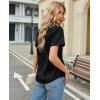 image:imagesiliteelon Button Down Shirts for Women Stain Shield Short Sleeve Dress Shirt Wrinkle Free Work Business Office BlousesBlack