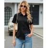 image:imagesiliteelon Button Down Shirts for Women Stain Shield Short Sleeve Dress Shirt Wrinkle Free Work Business Office BlousesBlack