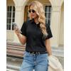 image:imagesiliteelon Button Down Shirts for Women Stain Shield Short Sleeve Dress Shirt Wrinkle Free Work Business Office BlousesBlack
