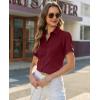 image:imagesiliteelon Button Down Shirts for Women Stain Shield Short Sleeve Dress Shirt Wrinkle Free Work Business Office BlousesBurgundy