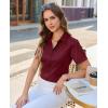 image:imagesiliteelon Button Down Shirts for Women Stain Shield Short Sleeve Dress Shirt Wrinkle Free Work Business Office BlousesBurgundy
