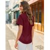 image:imagesiliteelon Button Down Shirts for Women Stain Shield Short Sleeve Dress Shirt Wrinkle Free Work Business Office BlousesBurgundy