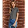 image:imagesiliteelon Button Down Shirts for Women Stain Shield Short Sleeve Dress Shirt Wrinkle Free Work Business Office BlousesGray