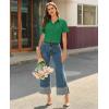 image:imagesiliteelon Button Down Shirts for Women Stain Shield Short Sleeve Dress Shirt Wrinkle Free Work Business Office BlousesGreen