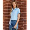 image:imagesiliteelon Button Down Shirts for Women Stain Shield Short Sleeve Dress Shirt Wrinkle Free Work Business Office BlousesLight Blue