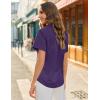 image:imagesiliteelon Button Down Shirts for Women Stain Shield Short Sleeve Dress Shirt Wrinkle Free Work Business Office BlousesPurple