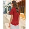 image:imagesiliteelon Button Down Shirts for Women Stain Shield Short Sleeve Dress Shirt Wrinkle Free Work Business Office BlousesRed
