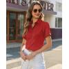 image:imagesiliteelon Button Down Shirts for Women Stain Shield Short Sleeve Dress Shirt Wrinkle Free Work Business Office BlousesRed