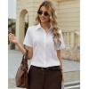 image:imagesiliteelon Button Down Shirts for Women Stain Shield Short Sleeve Dress Shirt Wrinkle Free Work Business Office BlousesWhite