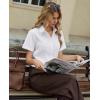 image:imagesiliteelon Button Down Shirts for Women Stain Shield Short Sleeve Dress Shirt Wrinkle Free Work Business Office BlousesWhite