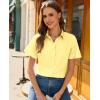 image:imagesiliteelon Button Down Shirts for Women Stain Shield Short Sleeve Dress Shirt Wrinkle Free Work Business Office BlousesYellow