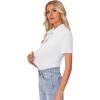 image:imagesiliteelon Womens Button Down Shirt Slim Fit Stretch Short Sleeve Dress Shirts Wrinkle Free Solid Formal Work Blouses01white
