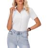 image:imagesiliteelon Womens Button Down Shirt Slim Fit Stretch Short Sleeve Dress Shirts Wrinkle Free Solid Formal Work Blouses01white