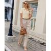 image:imagesiliteelon Womens Button Down Shirt Slim Fit Stretch Short Sleeve Dress Shirts Wrinkle Free Solid Formal Work BlousesBeige