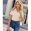 image:imagesiliteelon Womens Button Down Shirt Slim Fit Stretch Short Sleeve Dress Shirts Wrinkle Free Solid Formal Work BlousesBeige