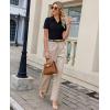 image:imagesiliteelon Womens Button Down Shirt Slim Fit Stretch Short Sleeve Dress Shirts Wrinkle Free Solid Formal Work BlousesBlack