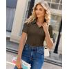 image:imagesiliteelon Womens Button Down Shirt Slim Fit Stretch Short Sleeve Dress Shirts Wrinkle Free Solid Formal Work BlousesBrown