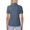 image:imagesiliteelon Womens Button Down Shirt Slim Fit Stretch Short Sleeve Dress Shirts Wrinkle Free Solid Formal Work BlousesGrey Blue