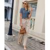 image:imagesiliteelon Womens Button Down Shirt Slim Fit Stretch Short Sleeve Dress Shirts Wrinkle Free Solid Formal Work BlousesGrey Blue