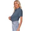 image:imagesiliteelon Womens Button Down Shirt Slim Fit Stretch Short Sleeve Dress Shirts Wrinkle Free Solid Formal Work BlousesGrey Blue