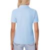 image:imagesiliteelon Womens Button Down Shirt Slim Fit Stretch Short Sleeve Dress Shirts Wrinkle Free Solid Formal Work BlousesLight Blue