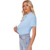 image:imagesiliteelon Womens Button Down Shirt Slim Fit Stretch Short Sleeve Dress Shirts Wrinkle Free Solid Formal Work BlousesLight Blue