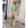 image:imagesiliteelon Womens Button Down Shirt Slim Fit Stretch Short Sleeve Dress Shirts Wrinkle Free Solid Formal Work BlousesLight Green