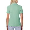image:imagesiliteelon Womens Button Down Shirt Slim Fit Stretch Short Sleeve Dress Shirts Wrinkle Free Solid Formal Work BlousesLight Green