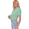 image:imagesiliteelon Womens Button Down Shirt Slim Fit Stretch Short Sleeve Dress Shirts Wrinkle Free Solid Formal Work BlousesLight Green