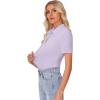 image:imagesiliteelon Womens Button Down Shirt Slim Fit Stretch Short Sleeve Dress Shirts Wrinkle Free Solid Formal Work BlousesLight Purple