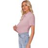 image:imagesiliteelon Womens Button Down Shirt Slim Fit Stretch Short Sleeve Dress Shirts Wrinkle Free Solid Formal Work BlousesPink