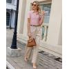 image:imagesiliteelon Womens Button Down Shirt Slim Fit Stretch Short Sleeve Dress Shirts Wrinkle Free Solid Formal Work BlousesPink