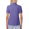 image:imagesiliteelon Womens Button Down Shirt Slim Fit Stretch Short Sleeve Dress Shirts Wrinkle Free Solid Formal Work BlousesPurple