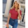 image:imagesiliteelon Womens Button Down Shirt Slim Fit Stretch Short Sleeve Dress Shirts Wrinkle Free Solid Formal Work BlousesRed