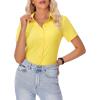 image:imagesiliteelon Womens Button Down Shirt Slim Fit Stretch Short Sleeve Dress Shirts Wrinkle Free Solid Formal Work BlousesYellow