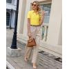 image:imagesiliteelon Womens Button Down Shirt Slim Fit Stretch Short Sleeve Dress Shirts Wrinkle Free Solid Formal Work BlousesYellow