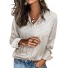 image:imagesiliteelon Satin Silk Blouse Striped Button Down Shirts for Women Long Sleeve Dress Blouses Collared Work Office TopsBlack and White