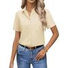 image:imagesiliteelon Women Button Down Shirts Short Sleeve Button up WomenStain Resistant Dress Shirts with Pocket fit Work BlouseBeige
