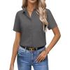 image:imagesiliteelon Women Button Down Shirts Short Sleeve Button up WomenStain Resistant Dress Shirts with Pocket fit Work BlouseGrey