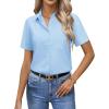 image:imagesiliteelon Women Button Down Shirts Short Sleeve Button up WomenStain Resistant Dress Shirts with Pocket fit Work BlouseLight Blue