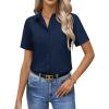 image:imagesiliteelon Women Button Down Shirts Short Sleeve Button up WomenStain Resistant Dress Shirts with Pocket fit Work BlouseNavy Blue