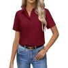 image:imagesiliteelon Women Button Down Shirts Short Sleeve Button up WomenStain Resistant Dress Shirts with Pocket fit Work BlouseWine Red