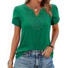 image:imagesiliteelon Women Dressy Casual Blouses Short Sleeve Shirts V Neck Trendy Spring Clothes Vacation Boho TopsGreen