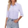 image:imagesiliteelon Womens Button Down Shirt 34 Sleeve Wrinkle Free Stretch Collared Dress Shirt Business Casual Work BlouseLight Purple