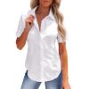 image:imagesiliteelon Womens Stain Resistant Button Down Shirt Short Sleeve Wrinkle Free Business Casual Work Blouse TopsA White
