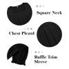 image:imagesiliteelon Blouses for Women Dressy Casual Pleated Square Neck Ruffle Puff Short Sleeve Tops Spring Summer Outfits 2026Ablack